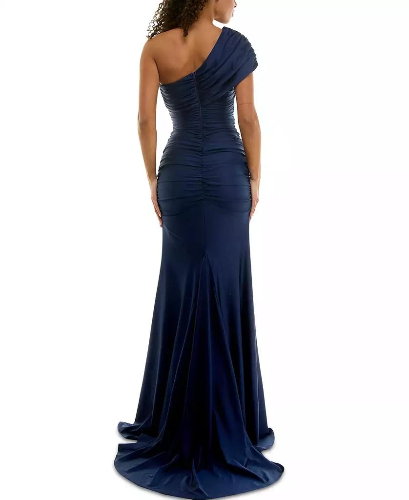 B Darlin Juniors' One-Shoulder Draped Floor-Sweeping Gown 2