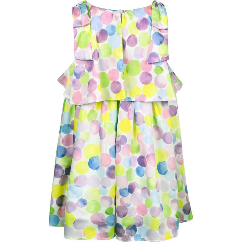 Abel & Lula Colorful polka dot sateen dress in white