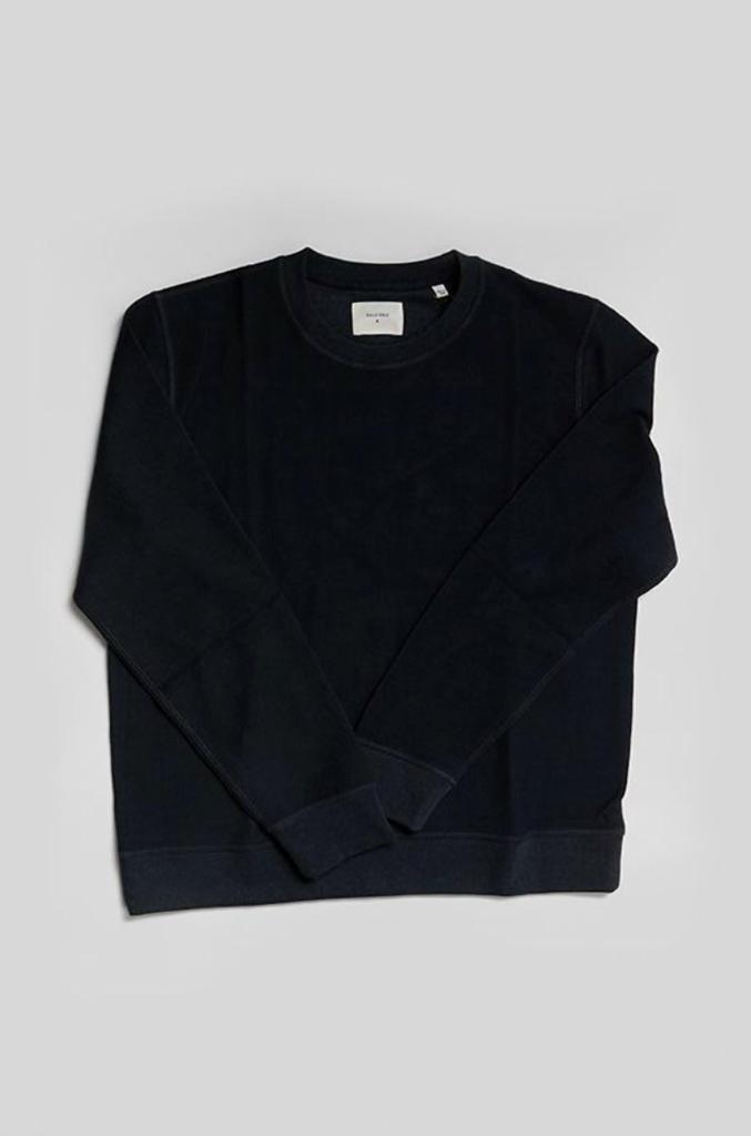 Billy Reid Herringbone Terry Crew Top In Carbon Blue