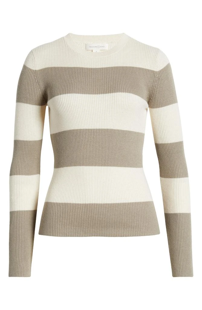 Treasure & Bond Crewneck Cotton Blend Rib Sweater 5
