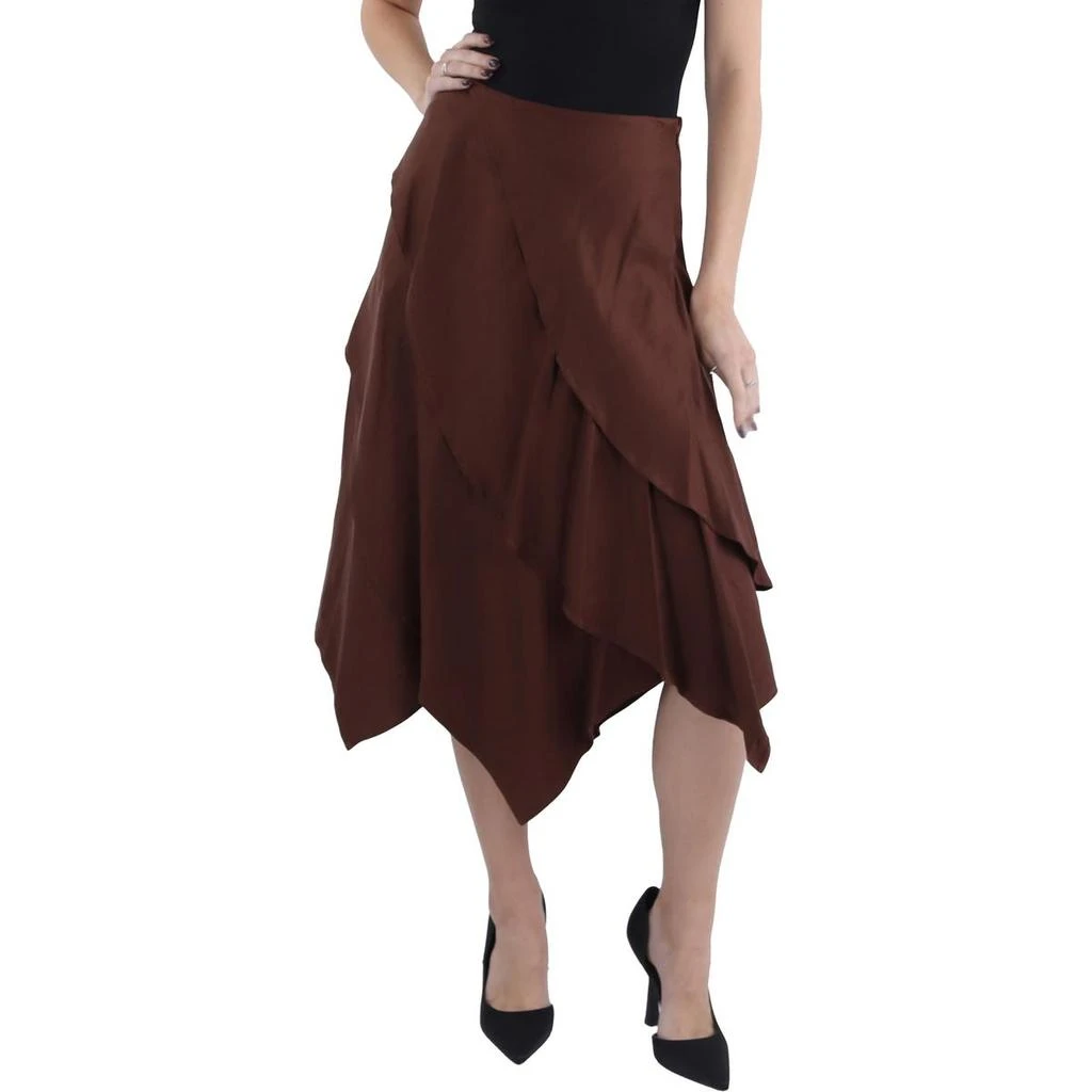 BCBG Womens Tiered Mid Calf Asymmetrical Skirt 3