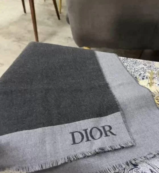 Dior Dior Homme Grey Logo Intarsia Wool Scarf 2