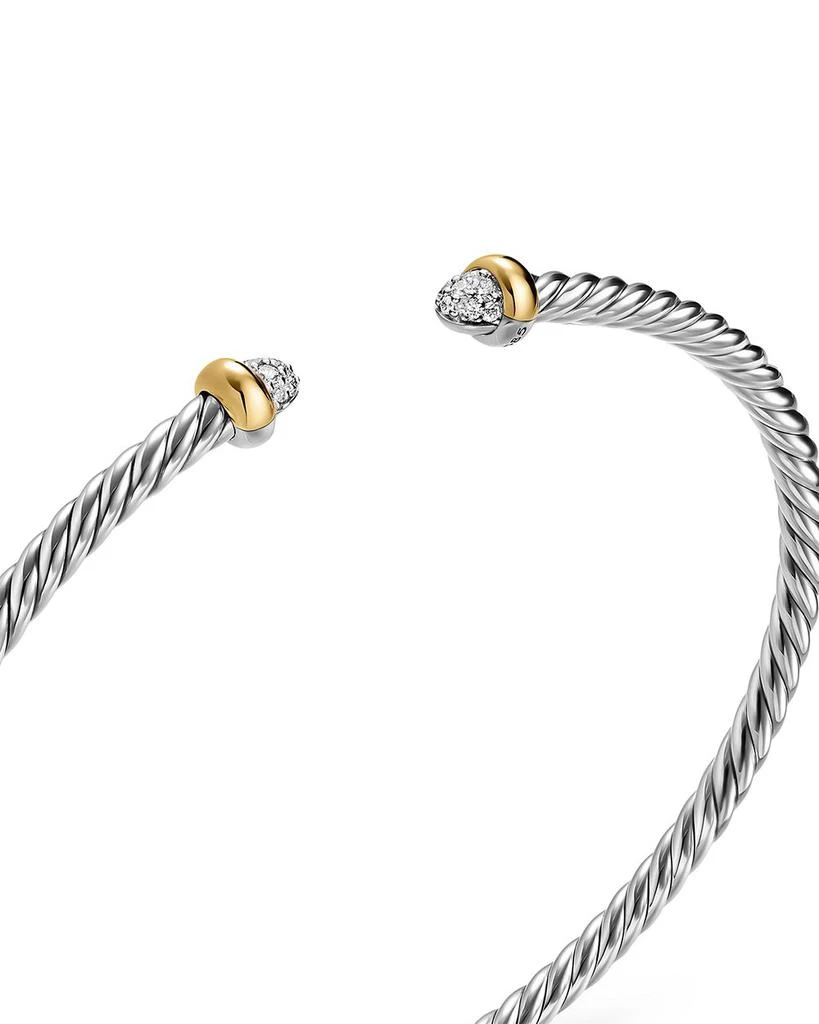 David Yurman Micro Cable Flex® Bracelet in Sterling Silver with 14K Yellow Gold and Diamonds, 2.6mm 4