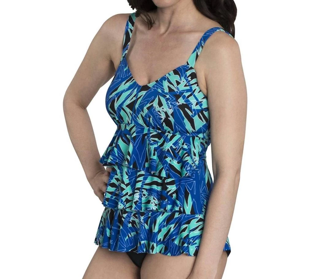 Dolfin Printed Chlorine Resistant Scoop Neck One Piece Swimsuit In Dol St Lucia Blue 1