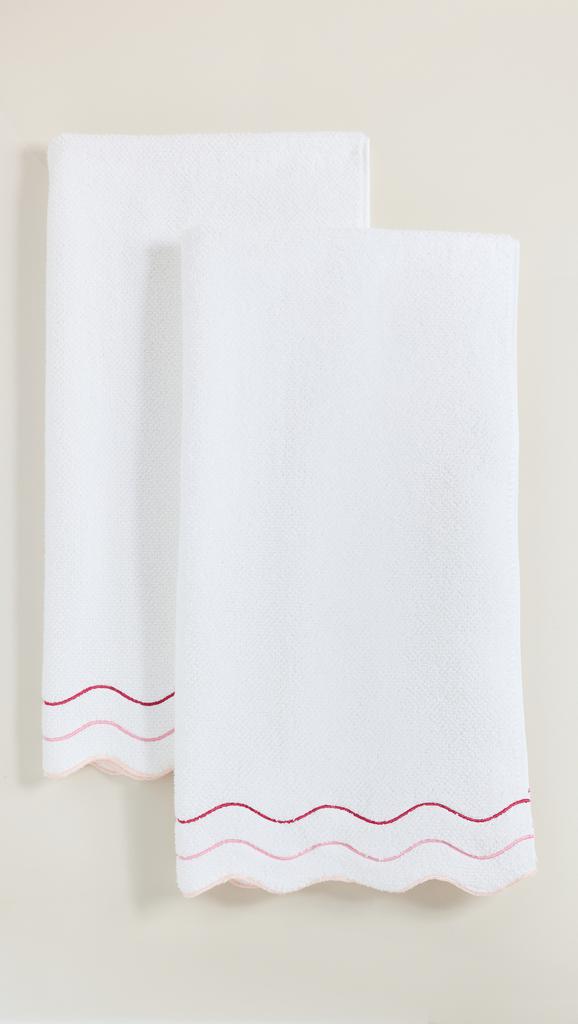 Kassatex Shopbop x Kassatex Scalloped Bath Towel Set of 2