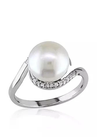 Belk 
Co. Sterling Silver White Cultured Freshwater Pearl and Diamond Ring