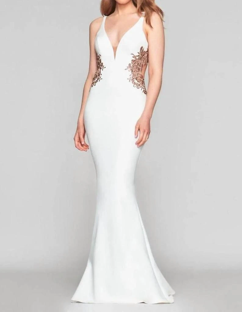 jewel maxi dress Ariella Jewel Neck Illusion Maxi Dress