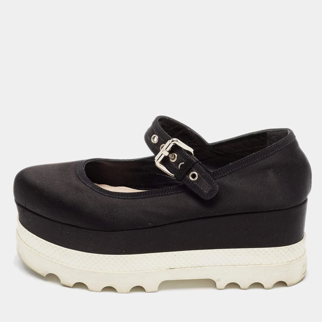 Miu Miu Miu Miu Black Satin Mary Jane Platform Sneakers Size 36 1