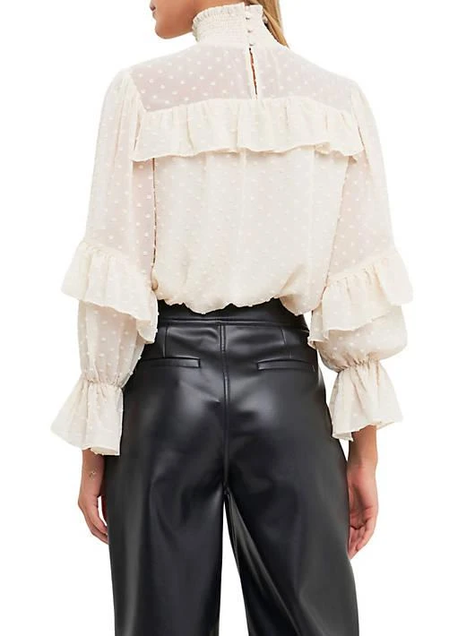 English Factory Factory Swiss Dot Chiffon Ruffle Blouse 2