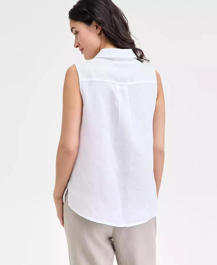 Charter Club Women's 100% Linen Sleeveless Button-Front Shirt, Exclusively at Macy's 4