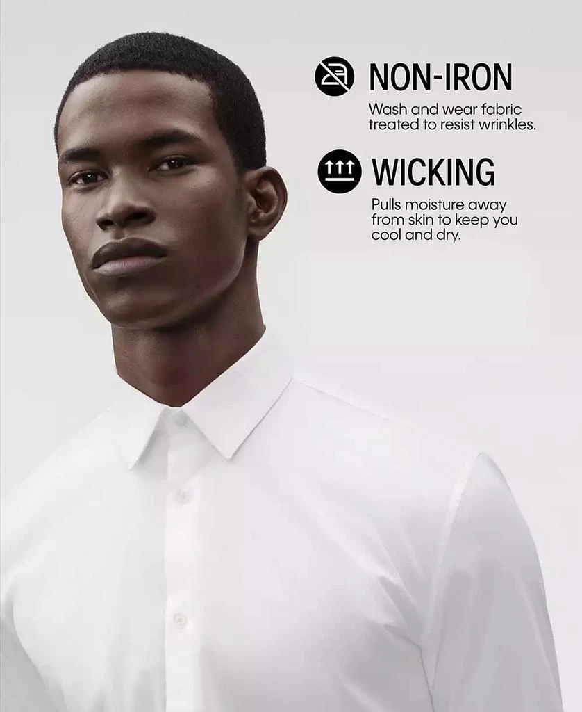Calvin Klein Men's Slim-Fit Non-Iron Herringbone Dress Shirt 7