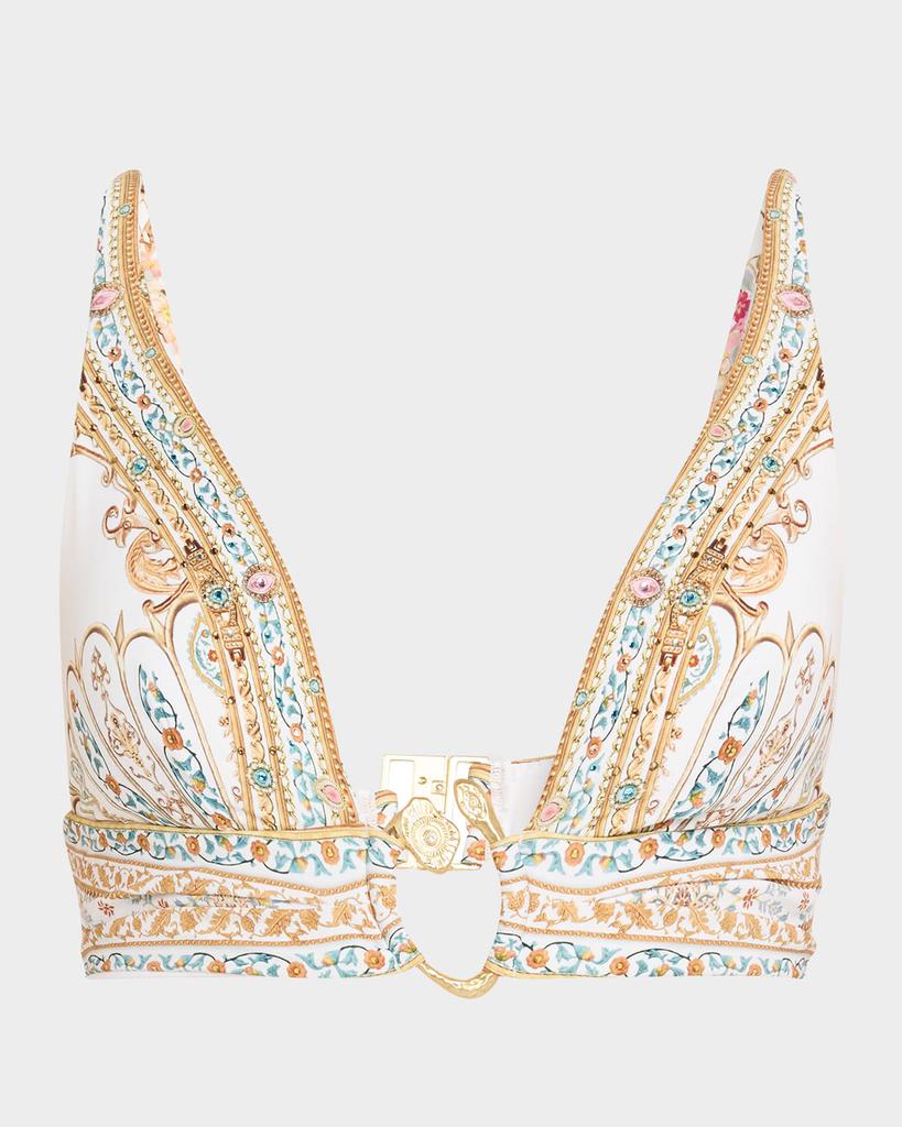 Camilla Ottoman Dynasty High Triangle Bikini Top with Front Trim