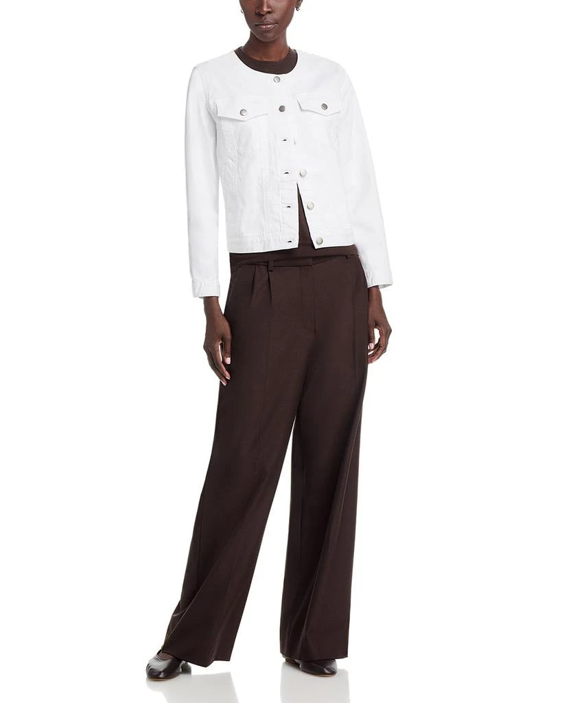 Eileen Fisher Cotton Blend Denim Round Neck Jacket 2