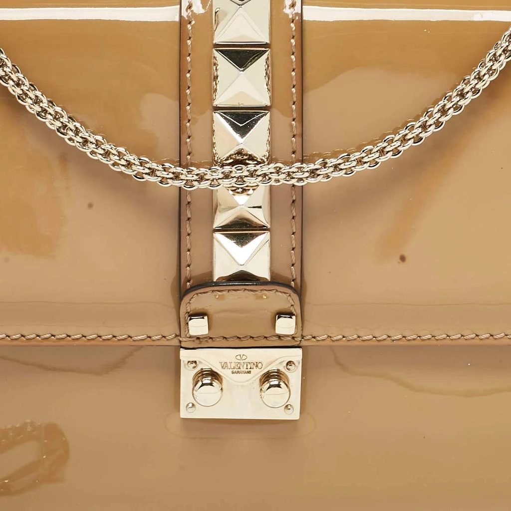 Valentino Valentino Beige Patent Leather Medium Rockstud Glam Lock Shoulder Bag 6