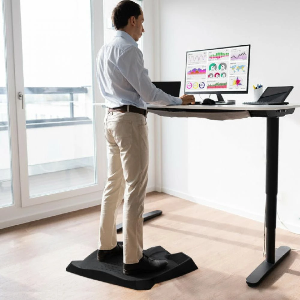 Hivvago Portable Anti-Fatigue Standing Mat with Massage Points and Diverse Terrain-Black 1