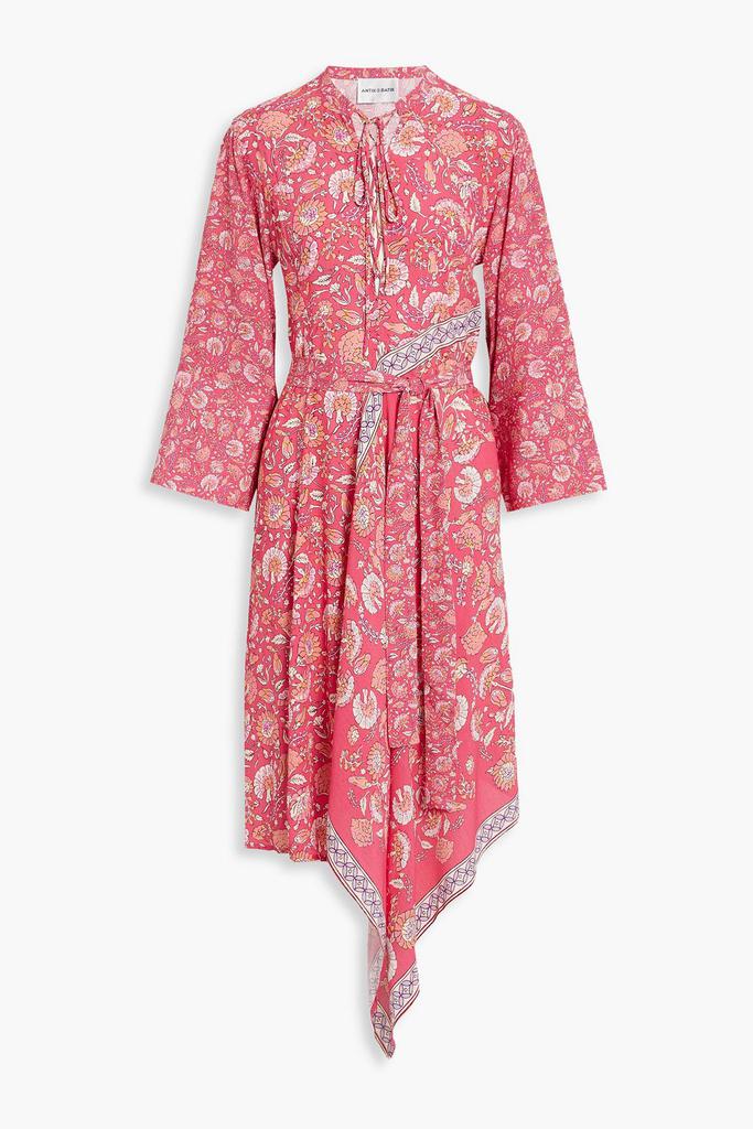 ANTIK BATIK Dandy lace-up printed crepe midi dress