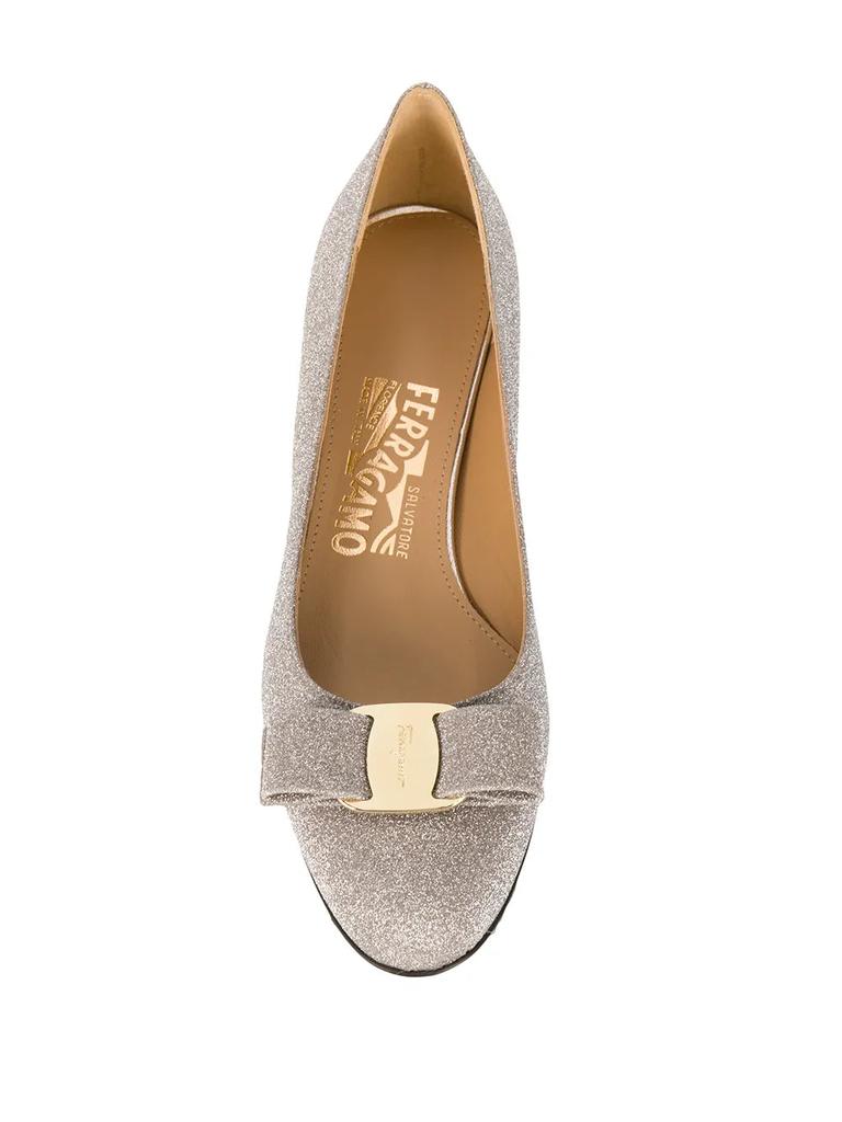 Salvatore Ferragamo Ferragamo Vara Bow Glitter Pumps