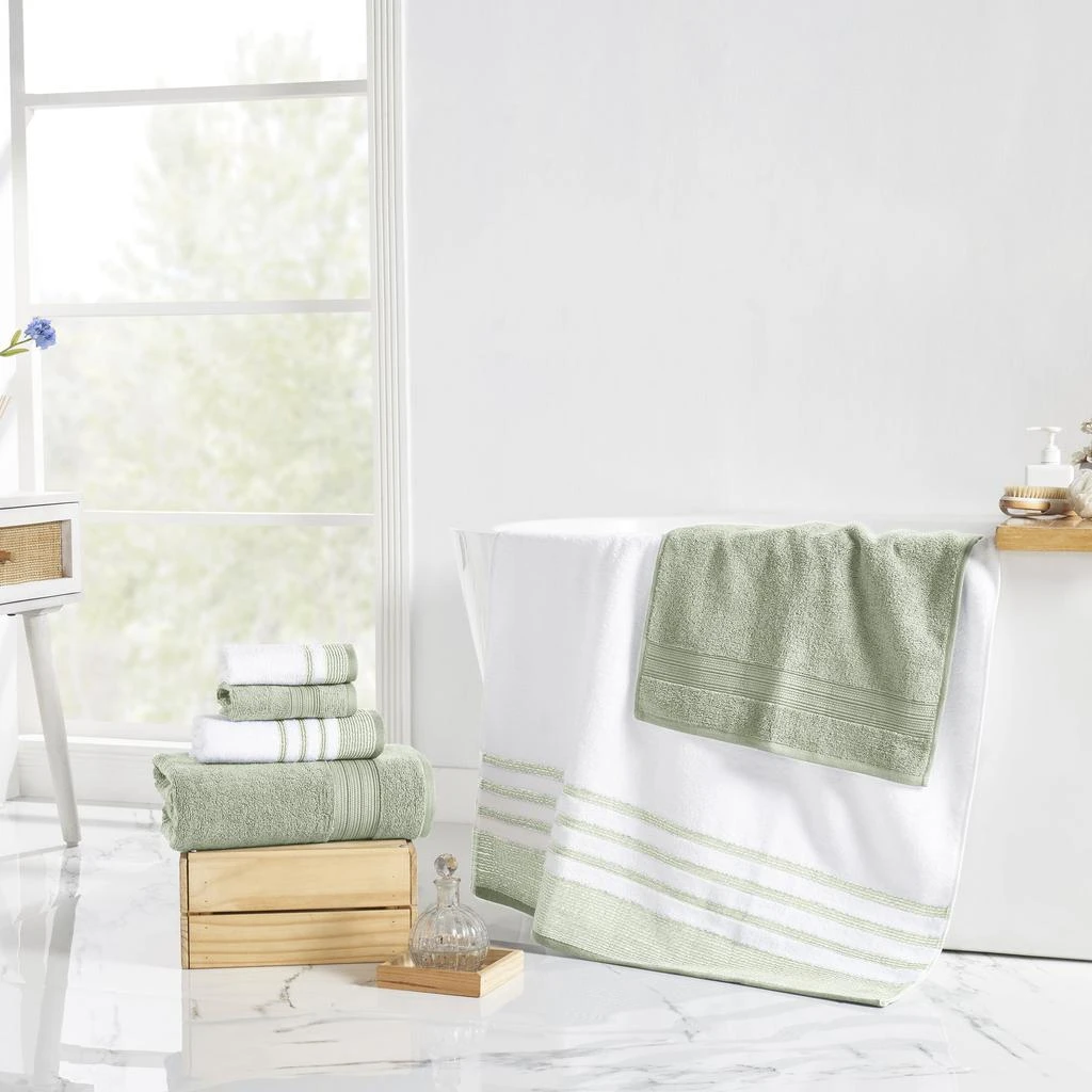 Modern Threads 6-Piece Quick Dry White/Contrast Towel Set Reinhart 2