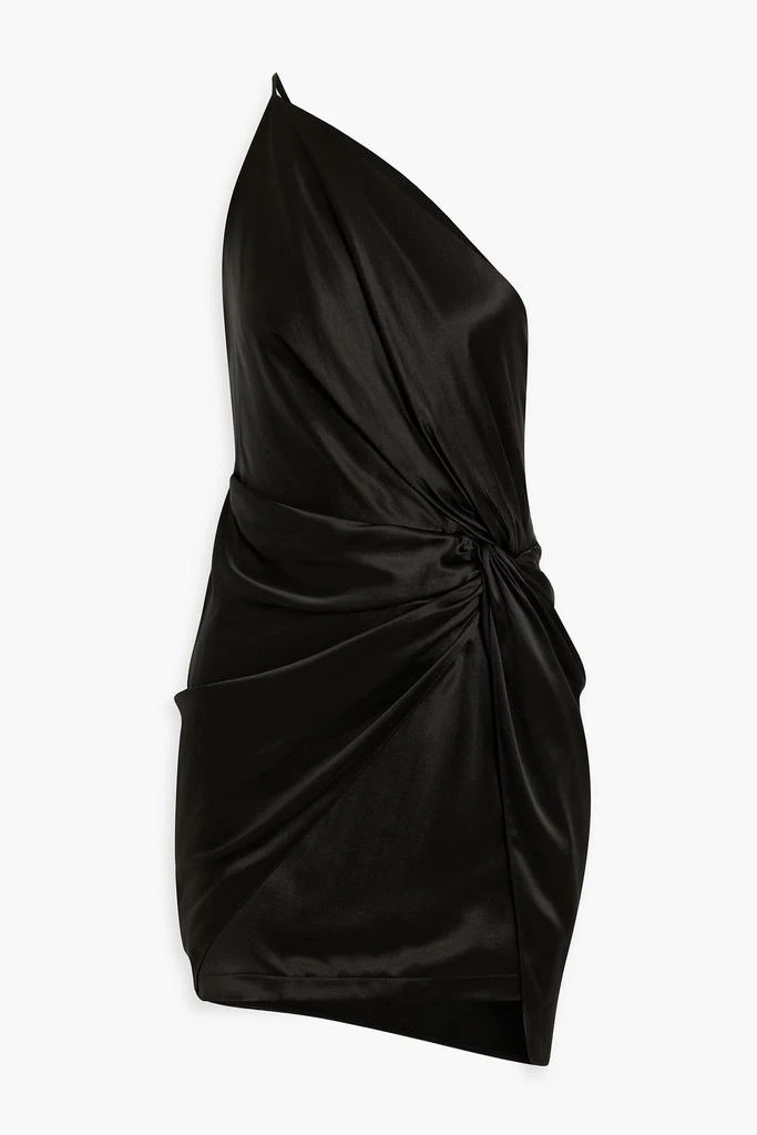Michelle Mason One-shoulder twist-front silk-satin mini dress 1