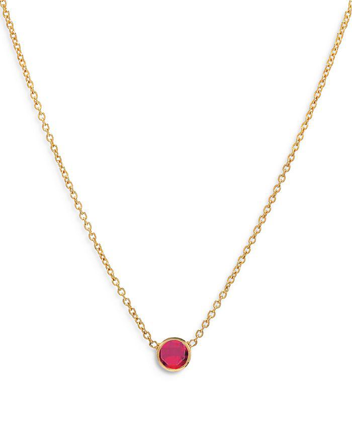 Zoe Lev 14K Yellow Gold Ruby Birthstone Solitaire Pendant Necklace, 16-18"