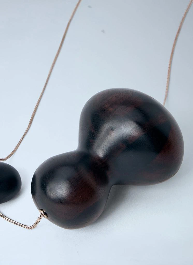 Max Mara Sculptural Wood Pendant Necklace 2