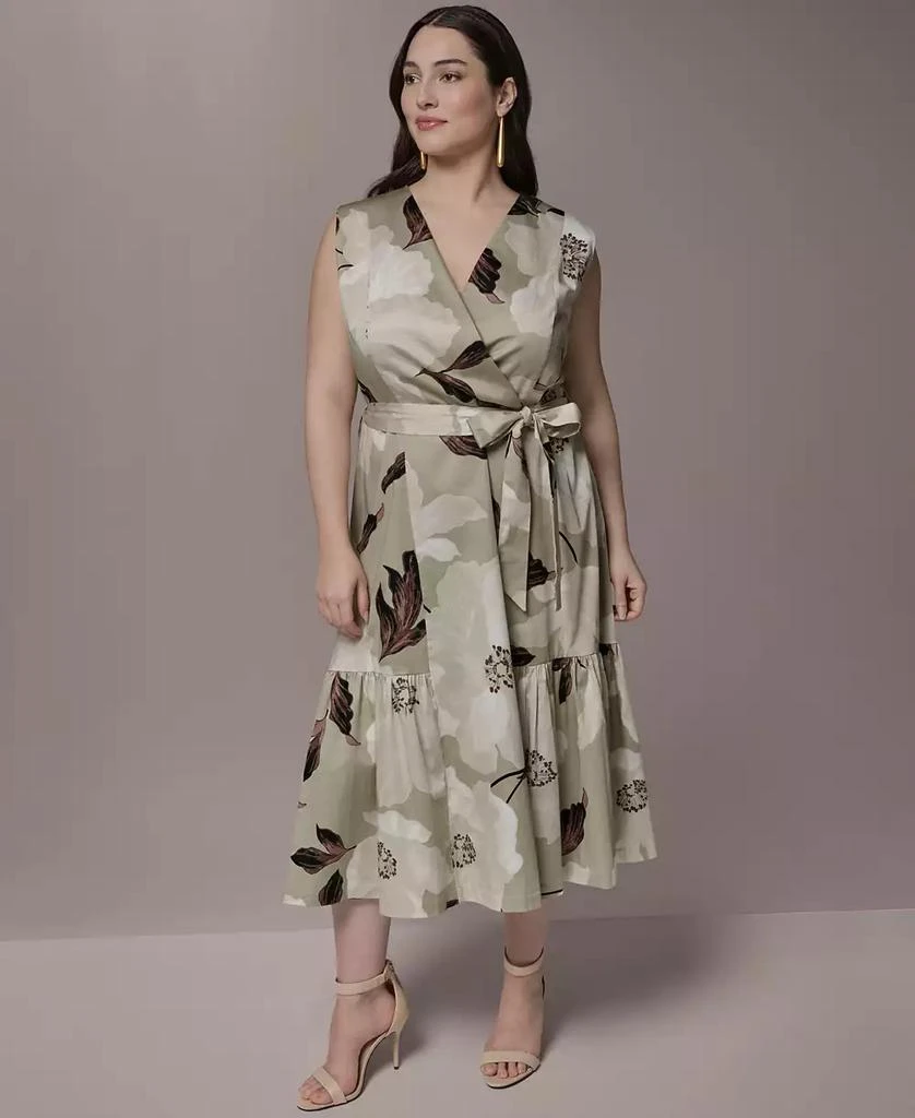 Donna Karan Plus Size Sleeveless Belted Midi Dress 2