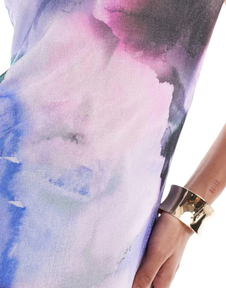 ASOS ASOS DESIGN fit and flare bandeau midi dress in watercolour print 4