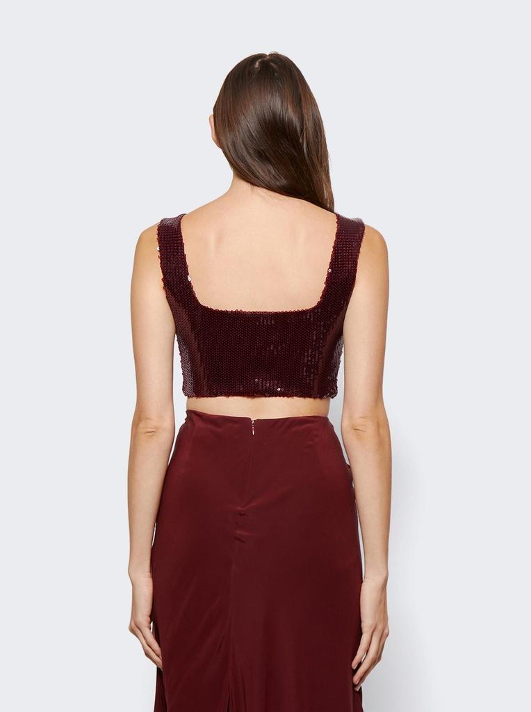 Galvan Sequin Beating Heart Crop Top Blood Red