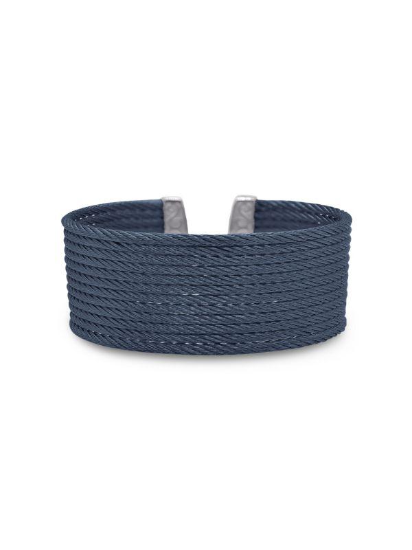 ALOR Essential Cuffs Blue Stainless Steel Cable Bracelet