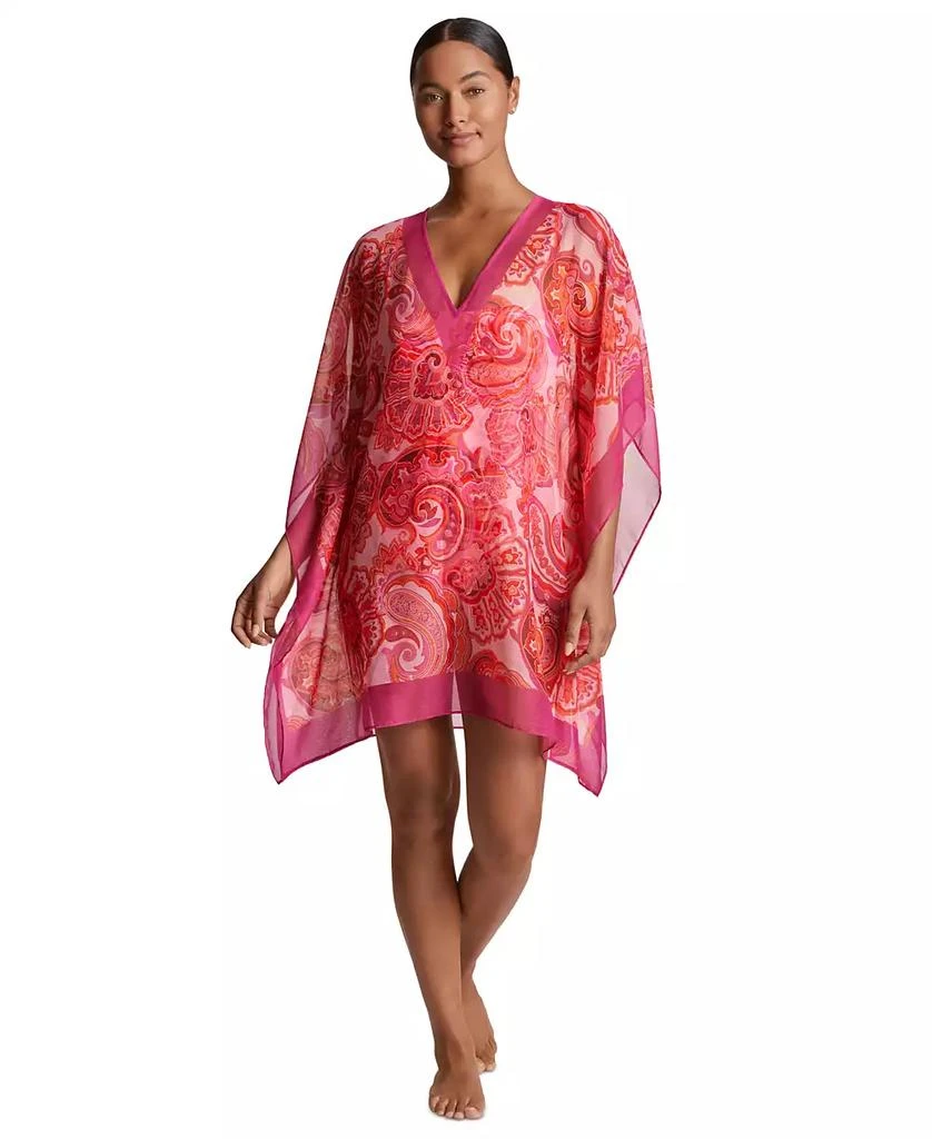 Ralph Lauren Women's Printed Border-Trim Poncho Cover-Up 1