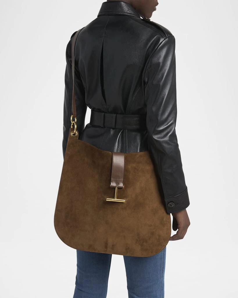 Tom Ford Tara Large Crossbody Bag in Suede and Leather 5