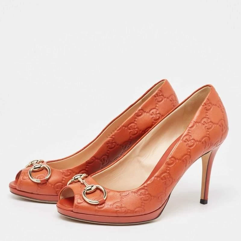 Gucci Gucci Brown Guccissima Leather Open Toe Pumps Size 37.5 2