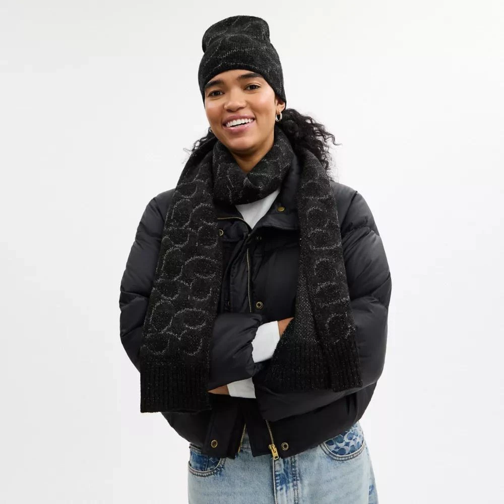 Coach Signature Metallic Beanie And Muffler Gift Set 2
