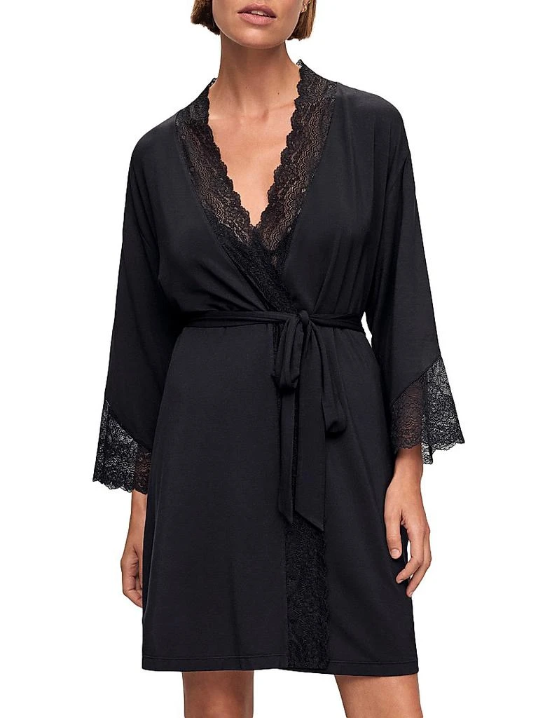 Eberjey ​Lace-Trimmed Jersey Kimono-Inspired Robe 1