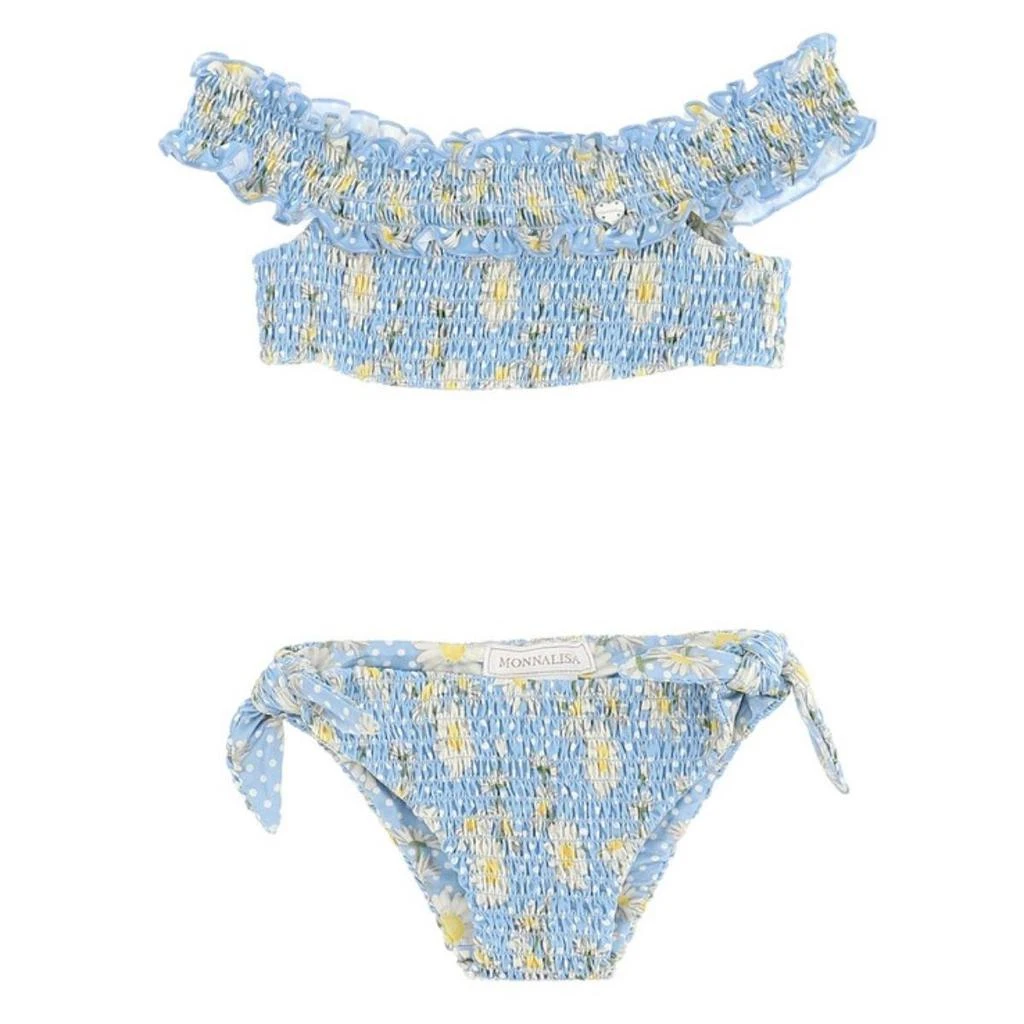 MONNALISA Monnalisa Floral-Printed Side-Tied Ruched Bikini 1
