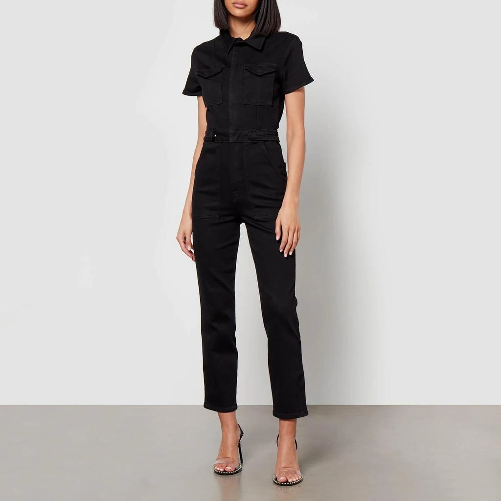 Good American Good American The Fit For Success Stretch-Denim Jumpsuit 1