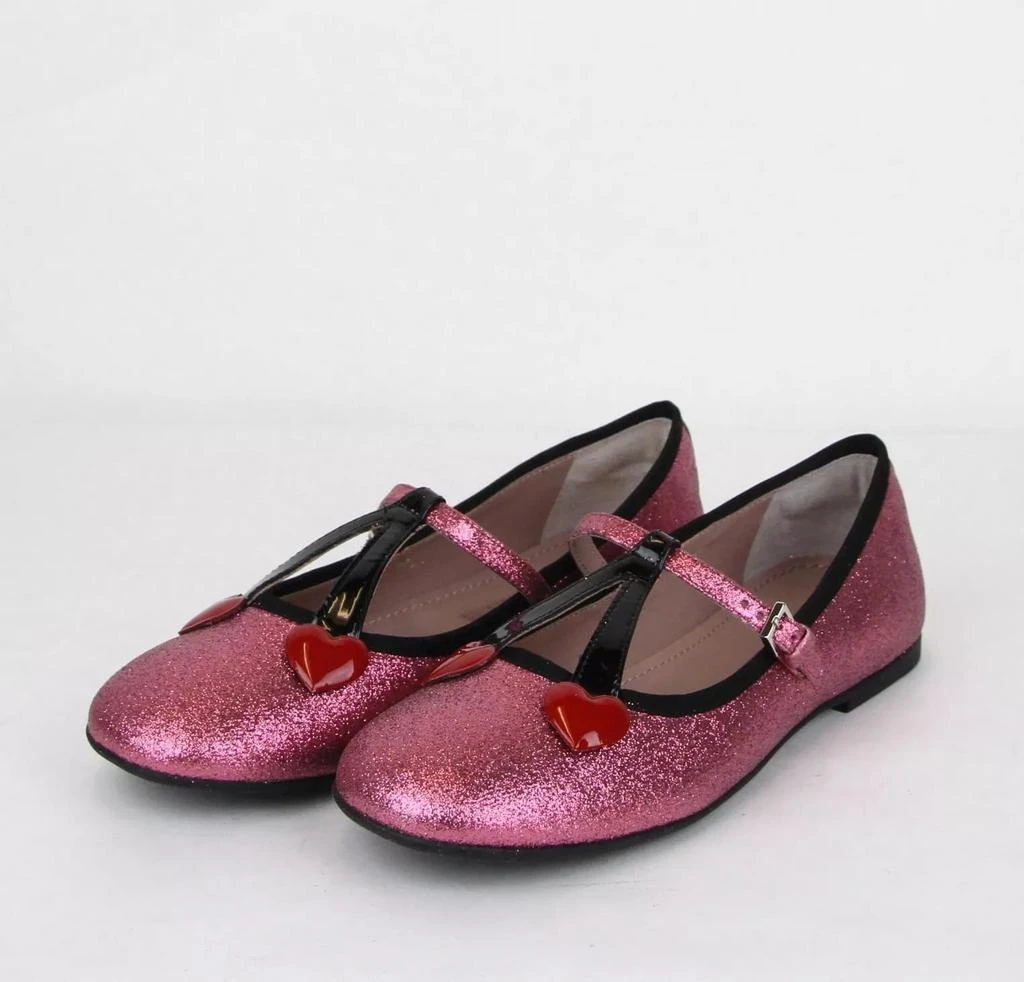 Gucci Girl Junior Shimmer Fabric Ballet Flats w/Hearts 35 2