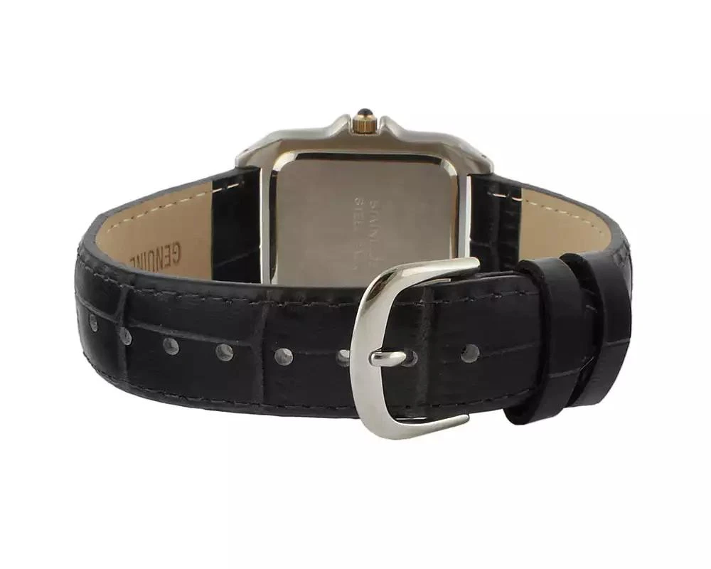 Peugeot Women's Watch 36mm Square Tank Shape Black Leather Strap Watch 2