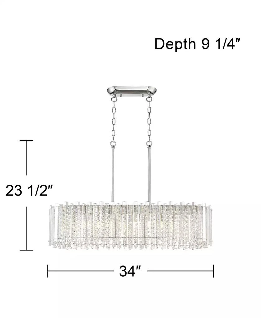 Possini Euro Design Mirabell Chrome Linear Island Pendant Chandelier 34" Wide Modern LED Clear Glass Crystal 6-Light Fixture for Dining Room Kitchen 5