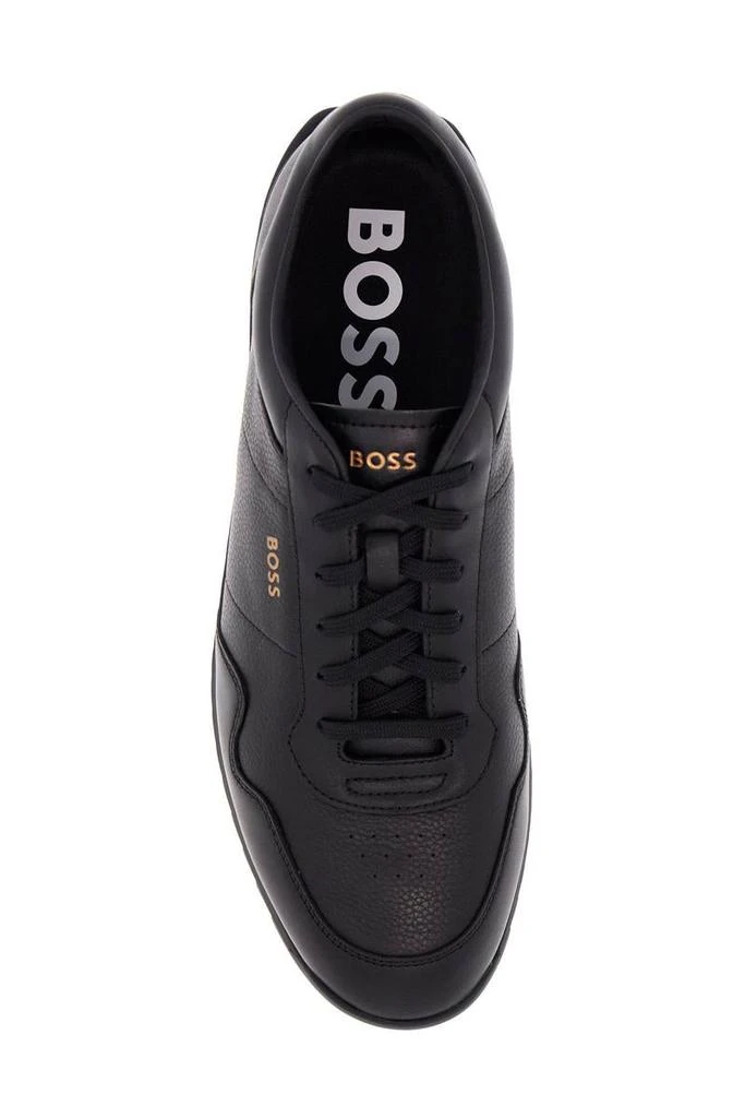 Hugo Boss men's black leather minimalist sneakers zayn_lowp_lttb 2