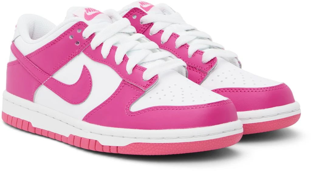 NIKE Big Kids Pink & White Dunk Low Sneakers 4