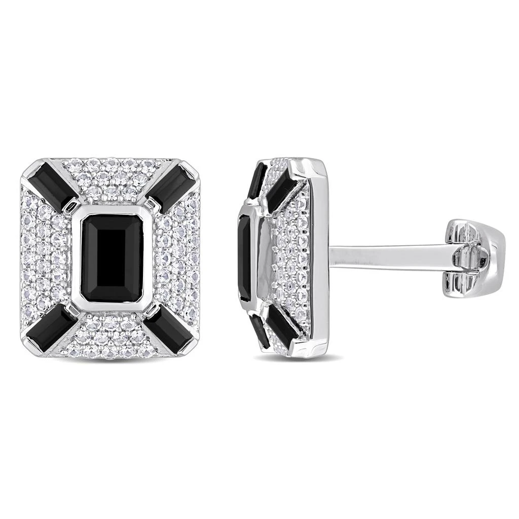 Mimi 
Max 5-4/5ct TGW Octagon and Baguette-Cut Created Black Sapphire and White Sapphire Cufflinks in Sterling Silver
