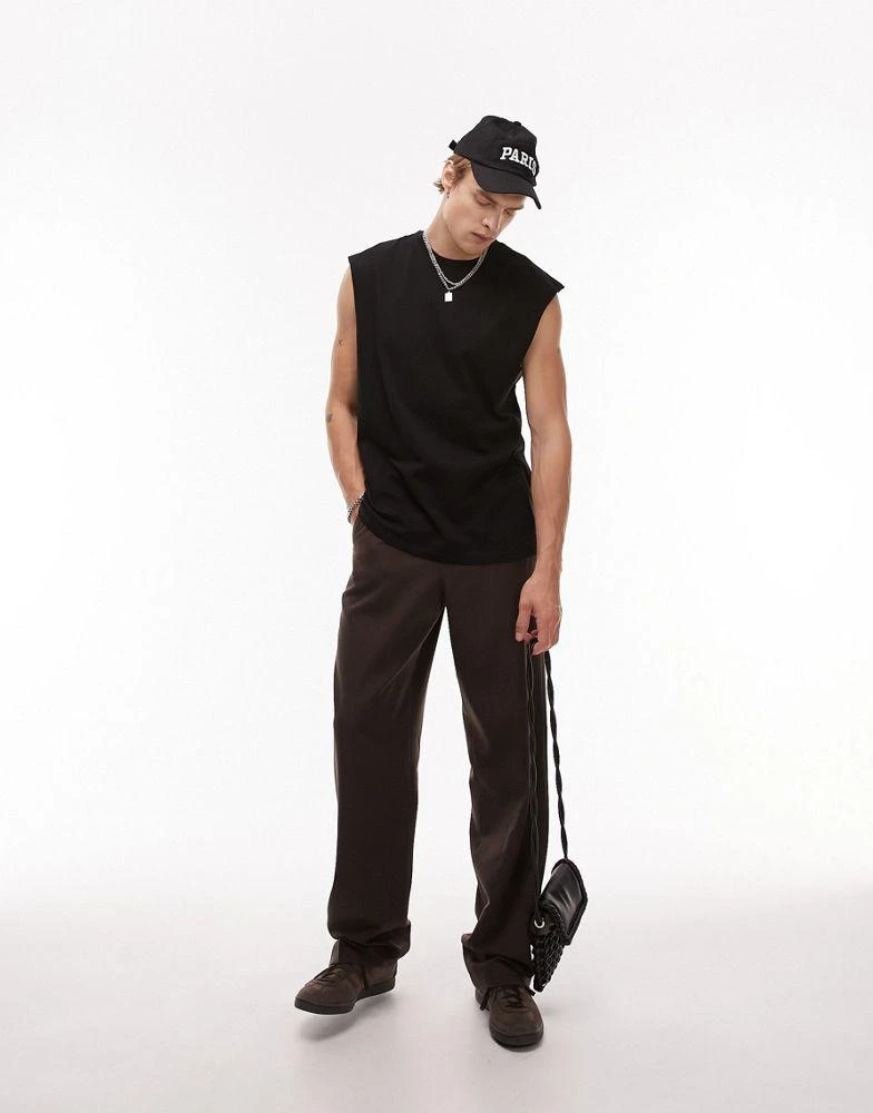Topman Topman oversized fit sleeveless t-shirt in black 4