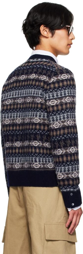 Thom Browne Navy Funmix Fair Aile Jacquard V-Neck Cardigan 3