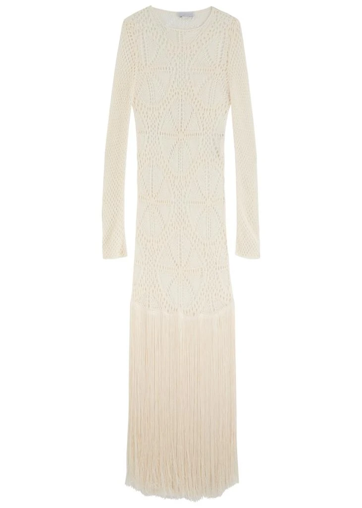 stella mccartney crochet dress Stella McCartney Fringed Crocheted Maxi Dress - Women - Ivory Dresses