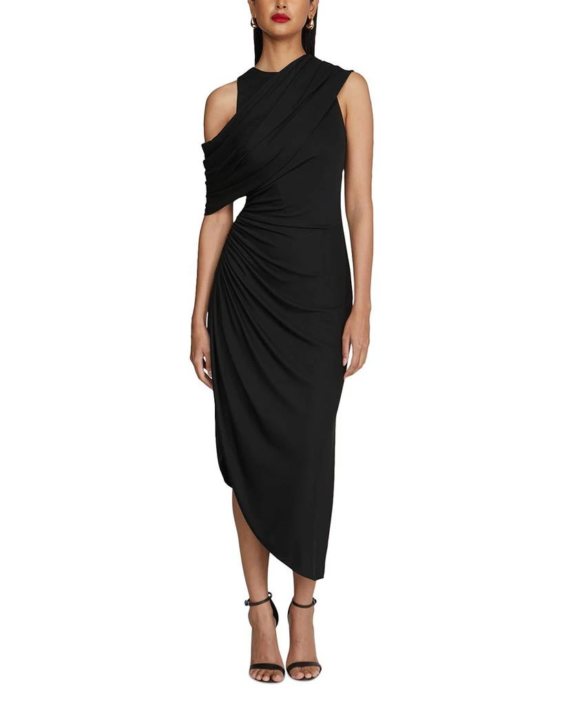 matte jersey sheath dress Matte Jersey Fitted Dress w/ Shoulder Buttons 12 / Black JZ