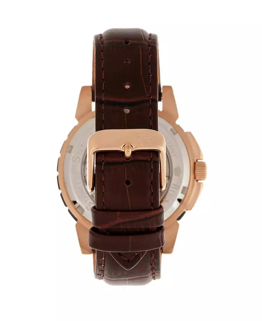 Reign Philippe Automatic Rose Gold Case, Black Dial, Genuine Brown Leather Watch 41mm 2