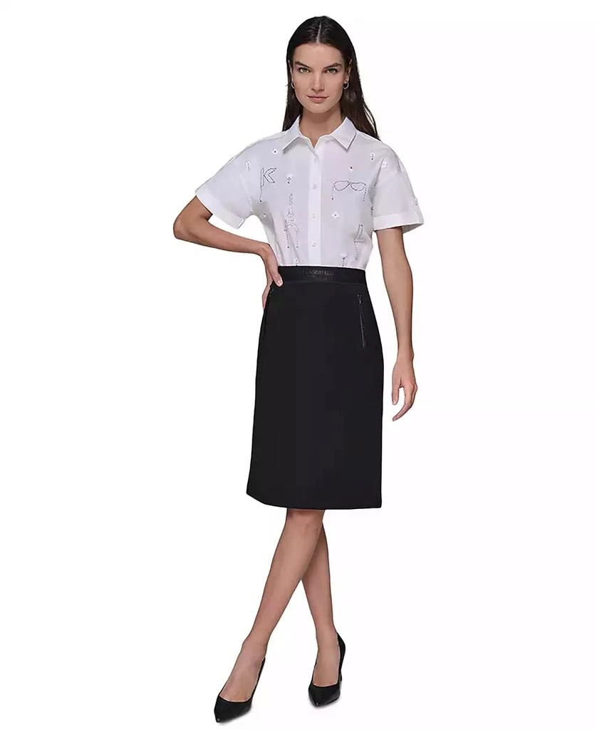 Karl Lagerfeld Paris Women's Compression Pull-On Pencil Skirt 4