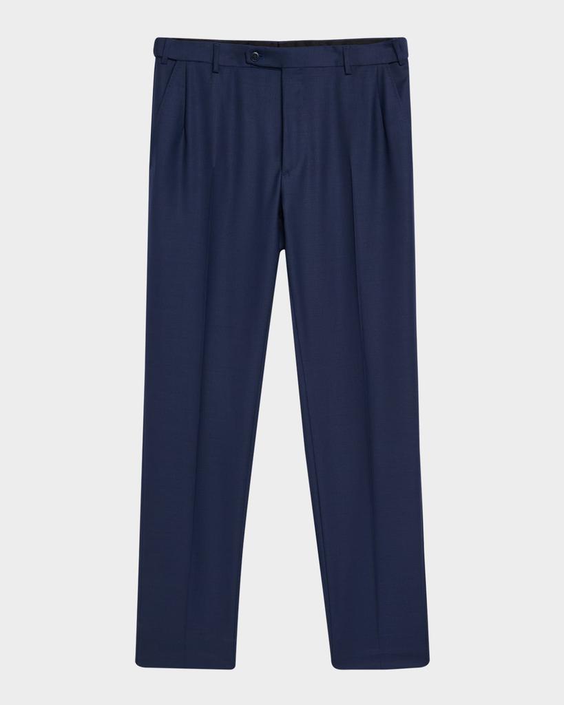 Brioni Men's Wool Textured Straight-Fit Formal Pants