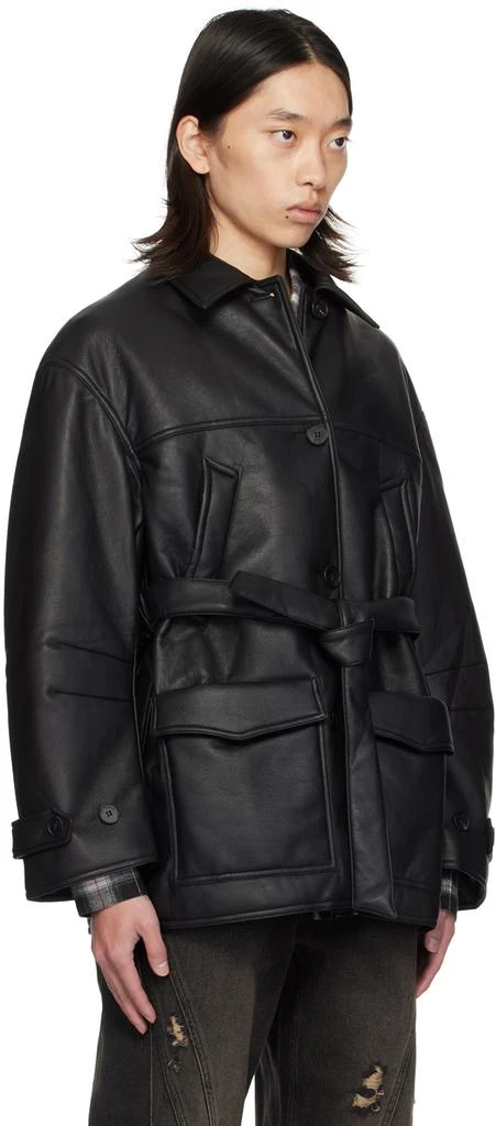 lesugiatelier Black Insulated Faux-Leather Jacket 2